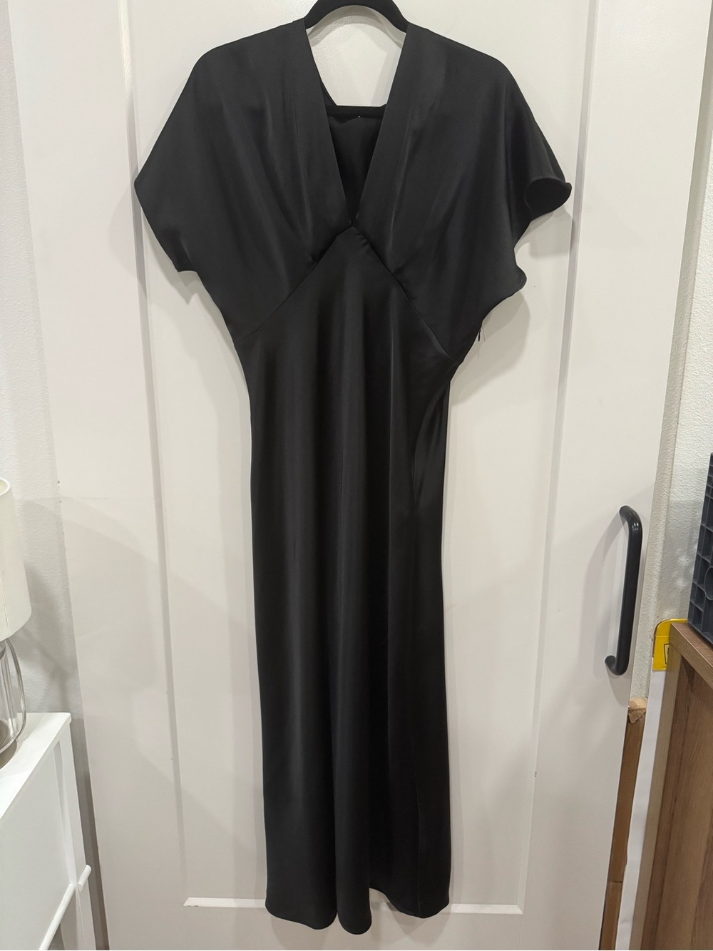 Zara Black Draped Sleeve Maxi Dress Size XL
